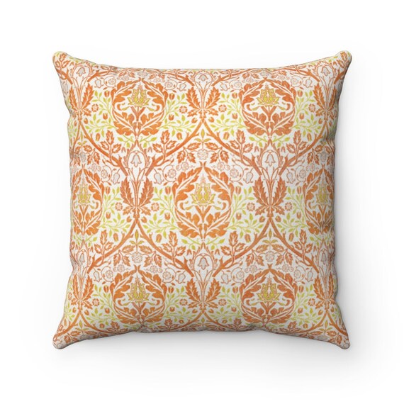 William Morris Pillow, Orange Pillow, Art Nouveau Pillow, Vintage Decor, William Morris Decor, Vintage Pillow, Orange Decor, Floral Pillow
