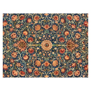 William Morris Rug: Orange Mandala Floral Vintage - Boho Style, Anti-Slip Backing, Indoor Outdoor Use image 6
