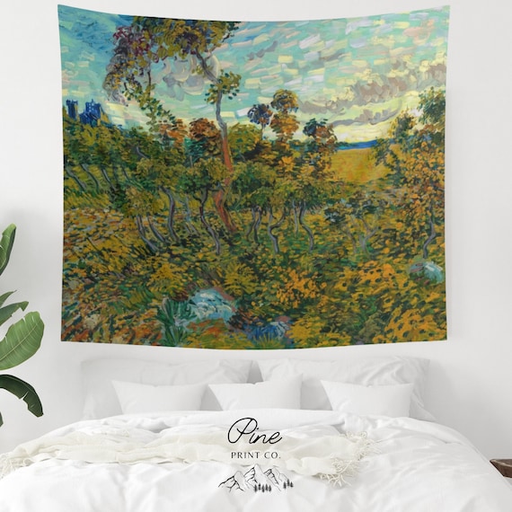 Van Gogh Tapestry, Vincent Van Gogh, Nature Tapestry, Green Tapestry, Tree Tapestry, Van Gogh Painting, Vintage Tapestry, Oil Painting