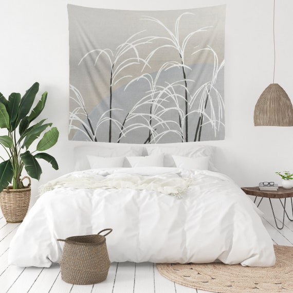 White Tapestry, White Wall Decor, Vintage Wall Art, Vintage Tapestry, White Nature Art, Nature Tapestry, Gold Tapestry, Silver Wall Art