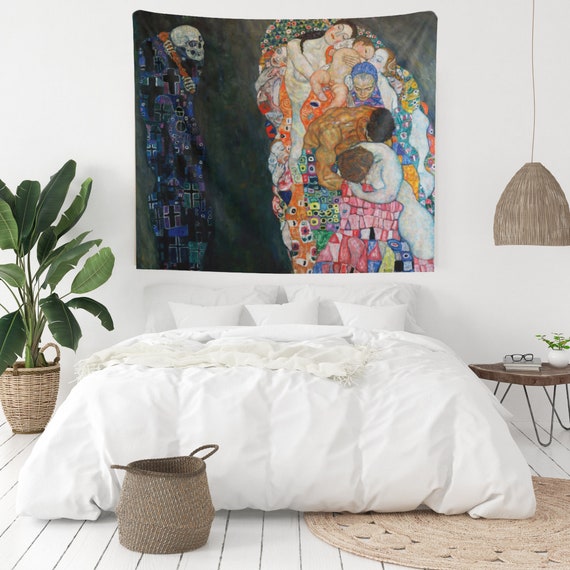 Gustav Klimt Tapestry, Death and Life, Klimt Wall Art, Death Tapestry, Fine Art Tapestry, Death Home Decor, Klimt Wall Tapestry, Klimt Decor