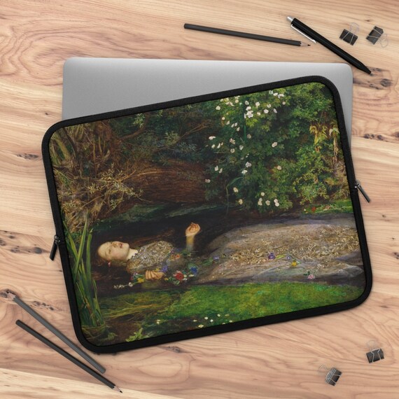 Ophelia Laptop Sleeve, Ophelia Painting, Art Laptop Sleeve, Black Laptop Sleeve, iPad Sleeve, Tablet Sleeve, Vintage Laptop, Fine Art Case