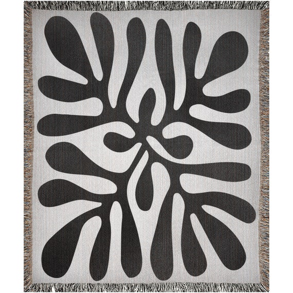 Matisse Blanket, Abstract Blanket, Woven Blanket, Art Woven Blanket, Black White Blanket, Black Throw, Fine Art Throw, Minimalist Blanket