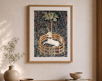 Medieval Unicorn Vintage Wall Print | Mythology Museum Poster, Classic Design Home Decor