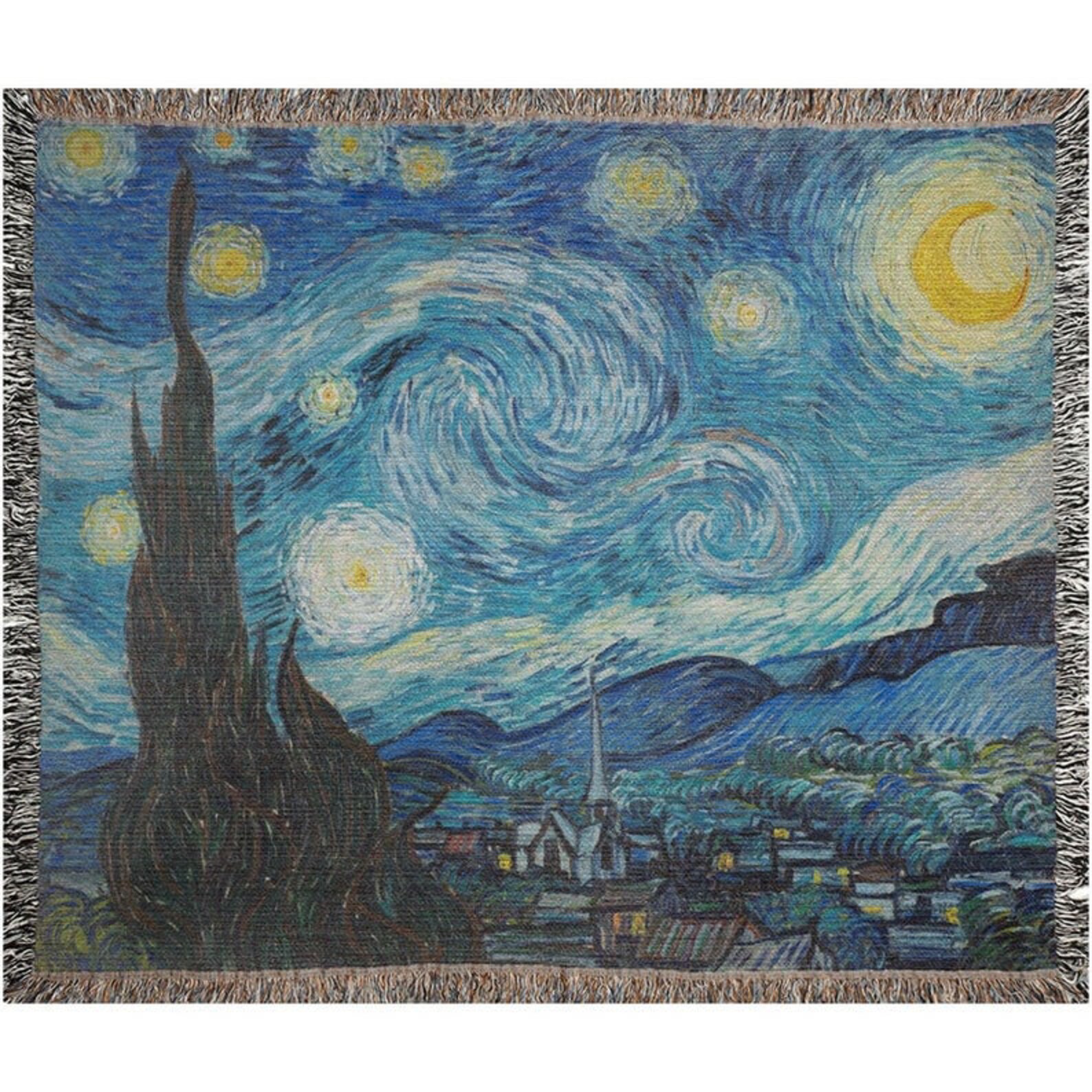 Starry Night Van Gogh Blanket Woven Blanket Art Woven Etsy