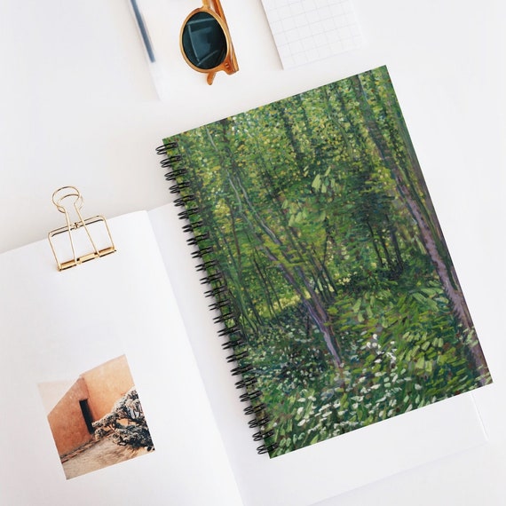 Van Gogh Notebook, Spiral Notebook, Tree Notebook, Forest Notebook, Art Notebook, Forest Painting, Van Gogh Painting, Green Notebook
