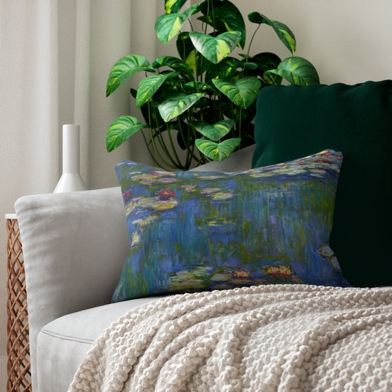 Art Lumbar Pillow, Claude Monet, Monet Pillow, Water Lilies Pillow, Monet Decor, Monet Throw Pillow, Monet Water Lilies, Floral Art Pillow