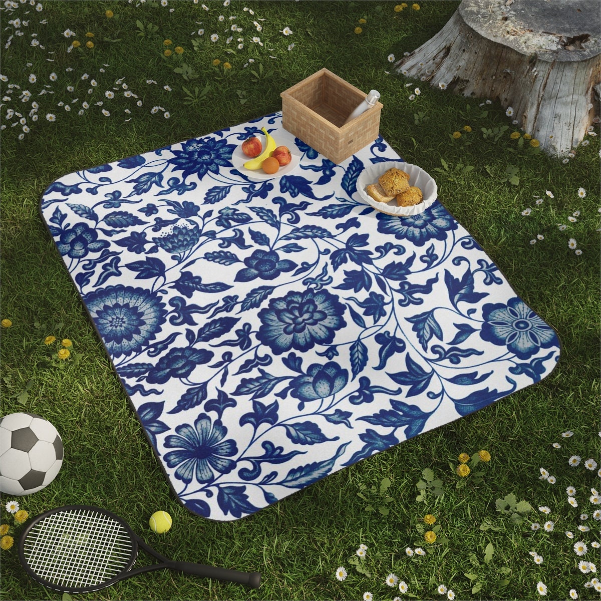 Blue picnic blanket sale