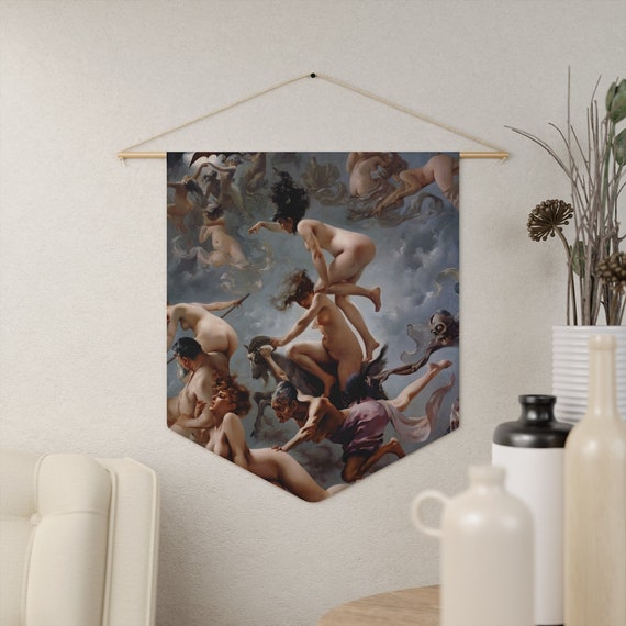Witch Tapestry, Gothic Tapestry, Gothic Wall Art, Luis Ricardo Falero, Witch Painting, Witchy Decor, Mythology Art, Witch Art, Halloween Art