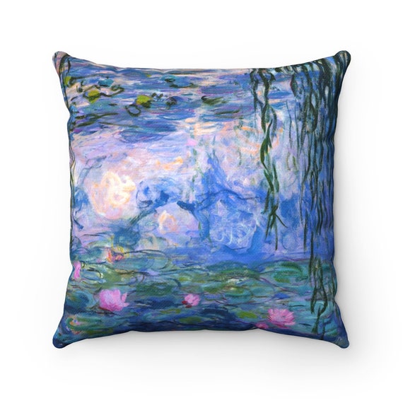 Monet Pillow, Purple Throw Pillow, Water Lilies, Impressionist Art, Claude Monet Pillow, Monet Water Lilies, Nature Pillow, Botanical Pillow