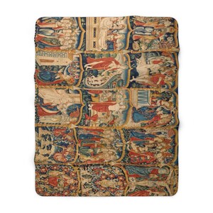 Medieval Sherpa Blanket | Religious Jesus Christ Fleece Throw, European Scenes Plush Essential 60" × 80"
