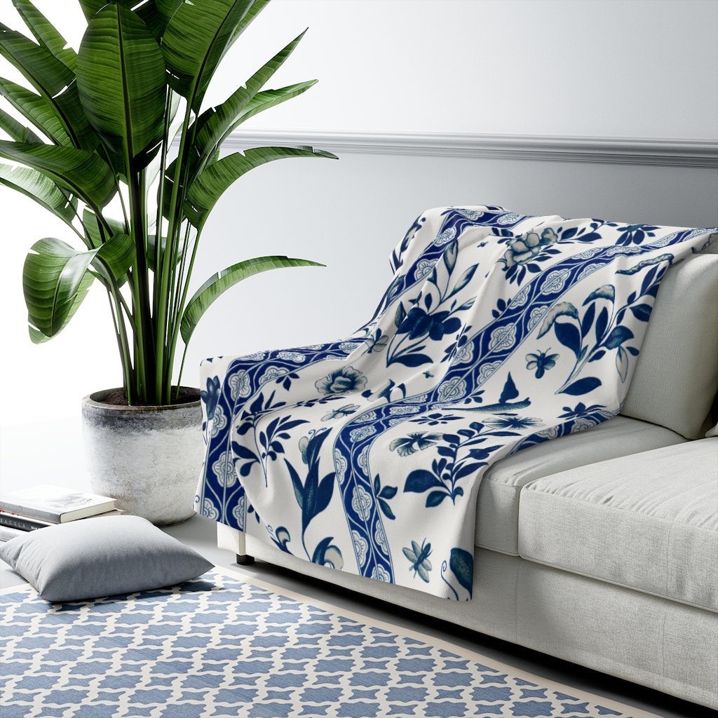 Blue patterned throw hotsell