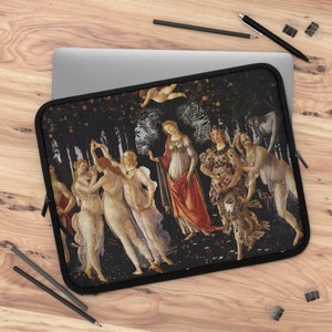 Art Laptop Sleeve, Sandro Botticelli, Black Laptop Case, iPad Sleeve, Tablet Sleeve, Fine Art, Renaissance Art, Boho Laptop Case