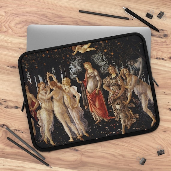 Art Laptop Sleeve, Sandro Botticelli, Black Laptop Case, iPad Sleeve, Tablet Sleeve, Fine Art, Renaissance Art, Boho Laptop Case