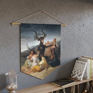Gothic Wall Art, Witchy Decor, Witch Wall Art, Hell Painting, Gothic Painting, Vintage Tapestry, Gothic Tapestry, Satan Art, Religious Art image 4