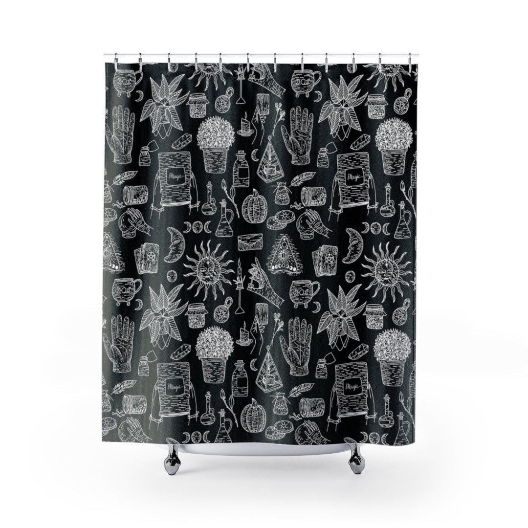 Halloween Duschvorhang Gothic Tarot Design – Polyester, Mit Haken, Mehrere Größen, Waschbar