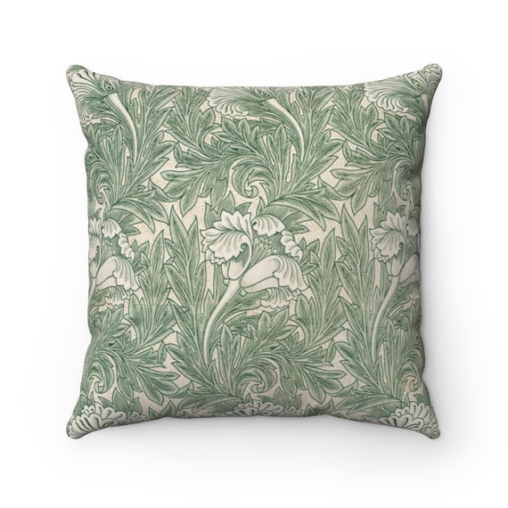 William Morris Pillow, Green Pillow, Floral Pillow, Vintage Pillow, William Morris Decor, Green Throw Pillow, Art Nouveau Decor, Green Decor