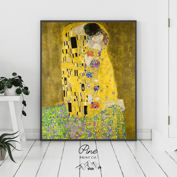 The Kiss Print, Gustav Klimt, Fine Art Print, Yellow Wall Art, Gold Art, Klimt Painting, Kiss Painting, Vintage Painting, Fine Art Poster