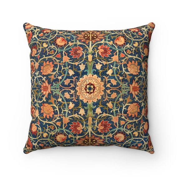 Boho Throw Pillow, William Morris, Morris Art, Art Nouveau Pillow, Orange Pillow, Bohemian Pillow, Pillow Case, Mandala Pillow