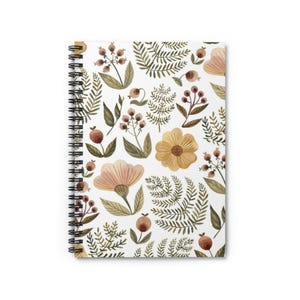 Notatnik spiralny Boho | Linia w stylu botanicznym z akwarelami, kwiatowy towarzysz pisania zdjęcie 2
