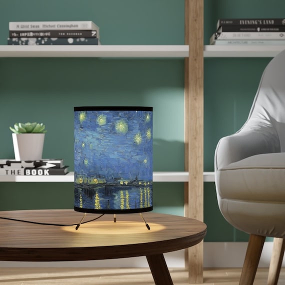 Starry Night Lamp, Art Lamp, Van Gogh Decor, Vincent Van Gogh, Moon Lamp, Art Home Decor, Van Gogh Art, Moon Painting, Tripod Lamp