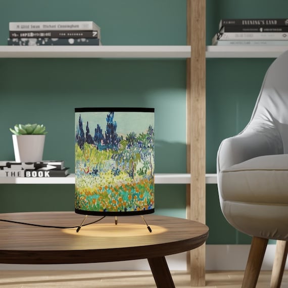 Van Gogh Decor, Vincent Van Gogh, Art Lamp, Tripod Lamp, Garden at Arles, Nature Painting, Van Gogh Painting, Fine Art Decor, Vintage Lamp