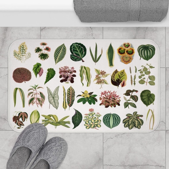 Plant Bath Mat, Houseplant Rug, Botanical Decor, Plant Lover Gift, Foam Bath Mat, Plant Bathroom, Botanical Bathroom, Green Bath Mat