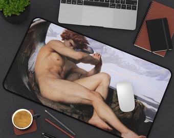 Angel Desk Mat, Fallen Angel, Alexandre Cabanel, Boho Desk Mat, Boho Mousepad, Angel Mousepad, Crying Angel, Boho Office Decor