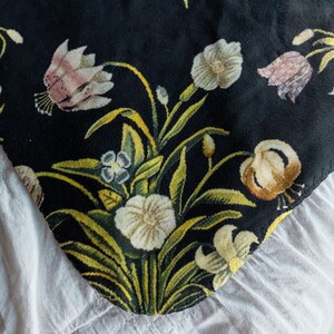Black Floral Sherpa Blanket | Botanical Boho Pattern Fleece Throw, Cottagecore Inspired Plush Essential image 2