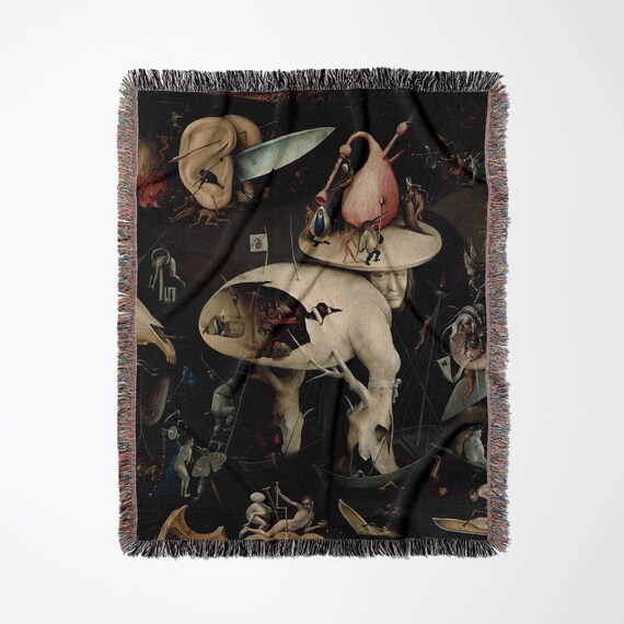 Garden Of Earthly Delights, Woven Blanket, Gothic Blanket, Fine Art Blanket, Vintage Blanket, Art Blanket, Hieronymus Bosch, Medieval Decor