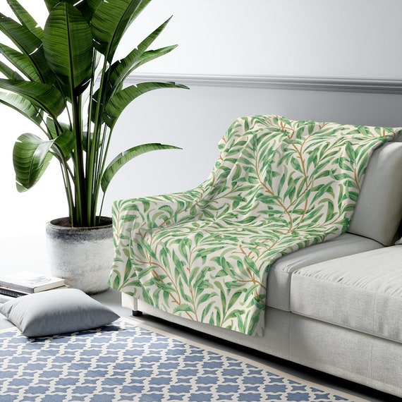 William Morris, Green Throw Blanket, Leaf Blanket, Plant Blanket, Plant Green Throw, William Morris Decor, Botanical Throw, Botanical Decor