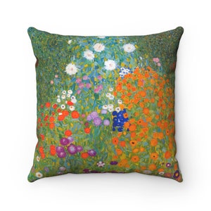 Green Throw Pillow, Botanical Pillow, Gustav Klimt, Floral Pillow, Nature Pillow, Klimt Decor, Art Pillow Case, Plant Pillow, Floral Decor