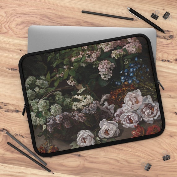 Black Laptop Sleeve, Floral Laptop Sleeve, iPad Sleeve, Tablet Sleeve, Monet Laptop Sleeve, Floral iPad, Black Floral, Art Laptop Sleeve