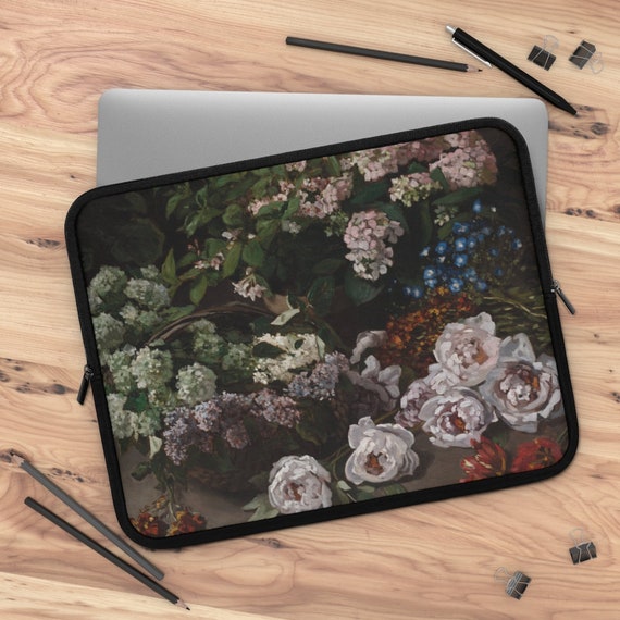 Black Laptop Sleeve, Floral Laptop Sleeve, iPad Sleeve, Tablet Sleeve, Monet Laptop Sleeve, Floral iPad, Black Floral, Art Laptop Sleeve