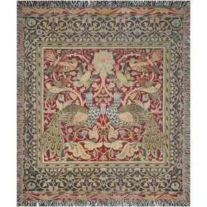 Peacock Blanket, William Morris, Woven Blanket, Bird Blanket, Peacock Tapestry, Woven Tapestry, Vintage Throw, Vintage Tapestry