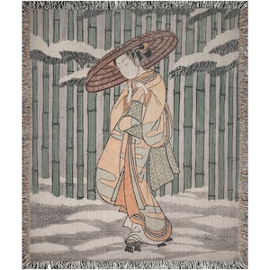 Japanese Blanket, Woven Blanket, Geisha Art, Japan Home Decor, Japanese Decor, Japanese Gift, Suzuki Harunobu, Japan Blanket, Japan Decor