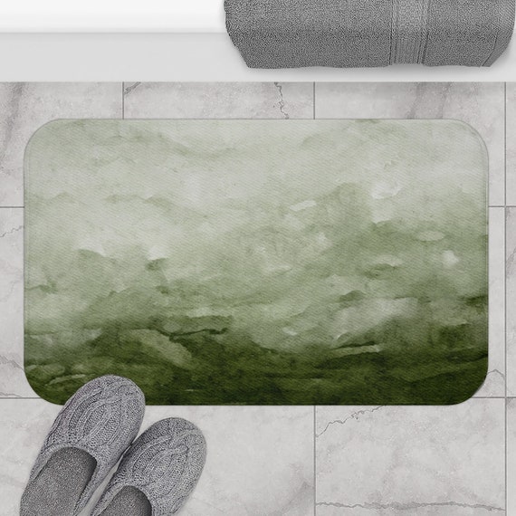 Green Bath Mat, Green Bathroom Decor, Foam Bath Mat, Watercolor Green, Abstract Bathroom, Green Ombre, Green Shower Mat, Shower Decor