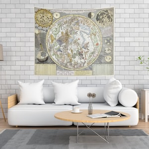 Vintage Zodiac Astrology Tapestry | Celestial Star Chart Wall Hanging, Witchy Cottagecore Accent Piece image 2