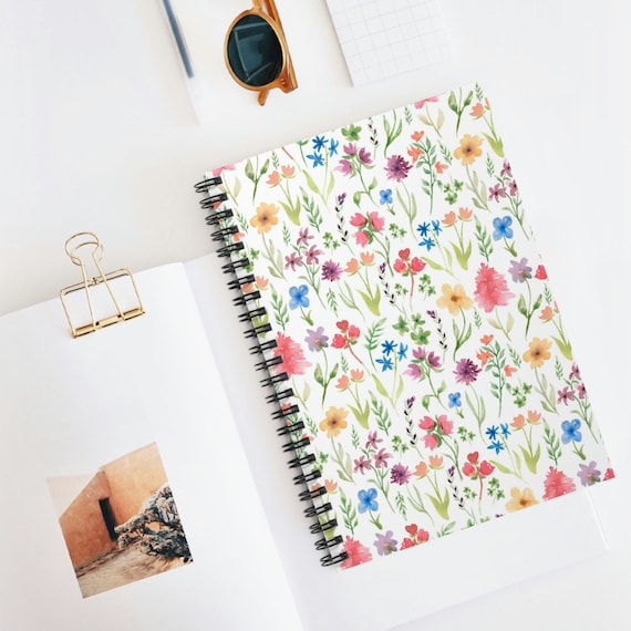 Floral Notebook, Spiral Notebook, Watercolor Notebook, Watercolor Floral, Flower Spiral Notebook, Floral Journal, Botanical Notebook