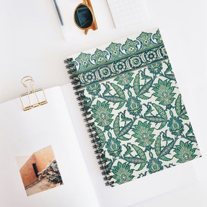 Blue Notebook, Vintage Notebook, Floral Journal, Green Notebook, Botanical Notebook, Floral Pattern, Vintage Floral, Spiral Notebook