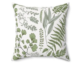 Botanical Throw Pillow | Nature Home Decor, Green Houseplant