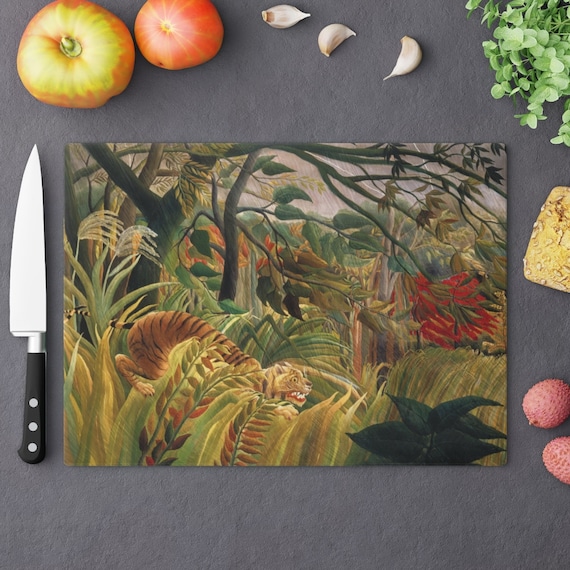 Tiger Cutting Board, Henri Rousseau, Jungle Cutting Board, Jungle Kitchen, Tiger Decor, Rainforest Decor, Tiger Gift, Tiger Painting