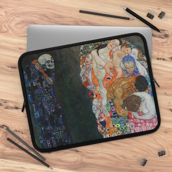 Black Laptop Sleeve, Klimt Painting, Art Laptop Sleeve, Skull Laptop Sleeve, iPad Sleeve, Tablet Sleeve, Art Laptop Case, Fine Art Painting