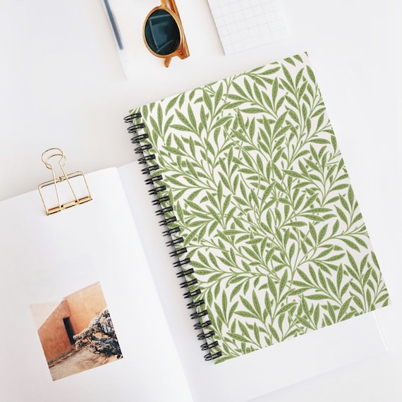 William Morris Notebook, Green Spiral Notebook, Botanical Notebook, Nature Notebook, Plant Notebook, Floral Notebook, Green Journal Active