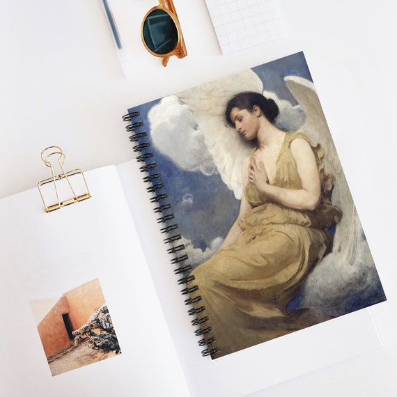 Angel Notebook, Vintage Notebook, Angel Painting, Spiral Notebook, Shopping Notebook, Angel Art, Boho Notebook, Religious Notebook