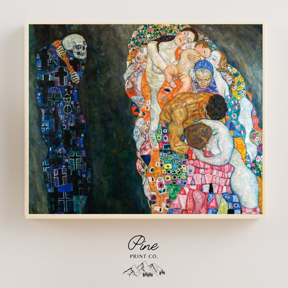 Death Print, Gustav Klimt, Klimt Painting, Death and Life, Grim Reaper, Death Painting, Death Art, Gothic Decor, Fine Art Print, Klimt Art