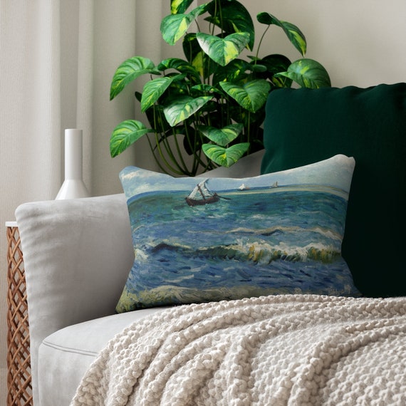 Ocean Pillow, Lumbar Pillow, Van Gogh Pillow, Van Gogh Decor, Ocean Throw Pillow, Ocean Decor, Sailboat Pillow, Sea Pillow, Ocean Gift
