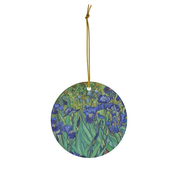 Van Gogh Ornament, Floral Ornament, Iris Flowers, Christmas Ornament, Ceramic Ornament, Nature Ornament, Floral Painting, Van Gogh Painting