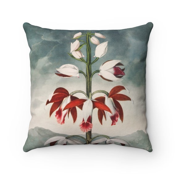 Tropical Pillow, Botanical Pillow, Floral Pillow, Jungle Pillow, White Flower, Tropical Decor, Vintage Botanical, Plant Pillow, Floral Art