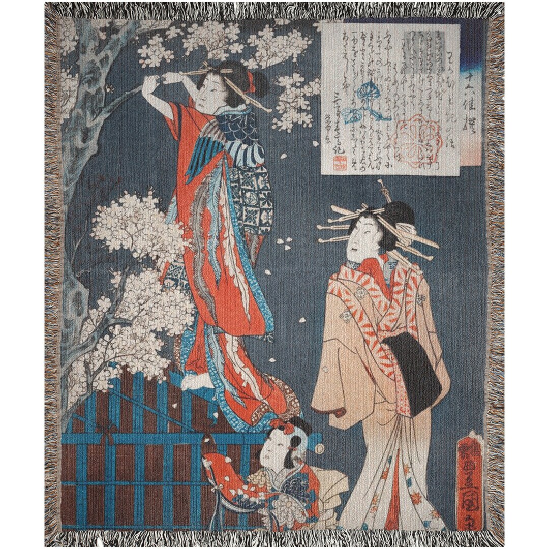 Japanese Blanket, Woven Blanket, Geisha Art, Japan Home Decor, Japanese